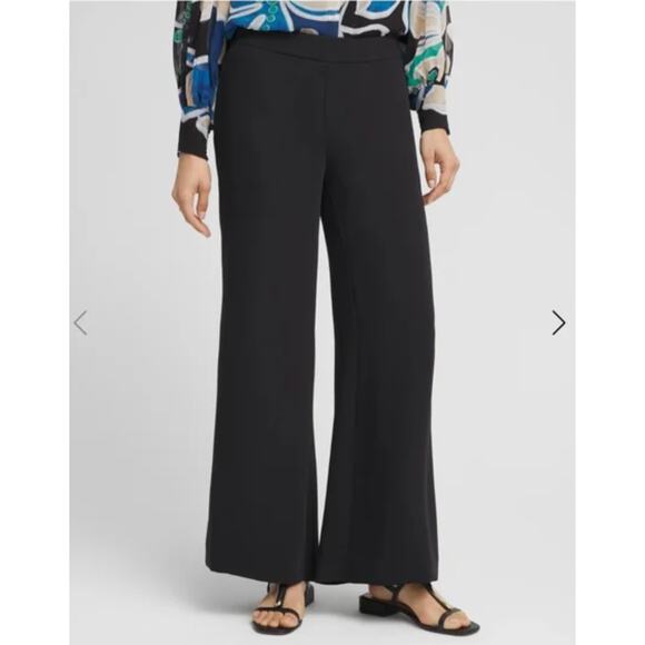 Chico's Navy Wide Leg Linen Pants Pull On Plus 1.5R (10)  NWT Stretch - Picture 1 of 9